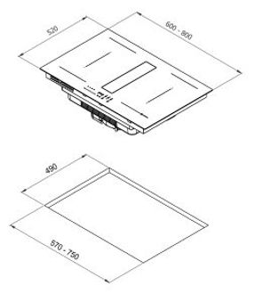 Galvamet Perfecto 60-80 Glossy Black Venting Hob
