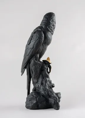 Lladro Macaw Bird Sculpture - Black-Gold Limited Edition