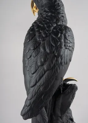 Lladro Macaw Bird Sculpture - Black-Gold Limited Edition