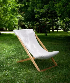 Unopiu Cosette Deckchair In Teak With Dove Grey Cover