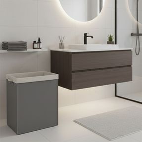 Limac Design Rectangular Laundry Basket Lundra In Regenerated Leather