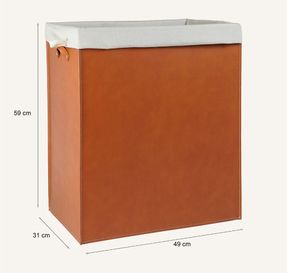 Limac Design Rectangular Laundry Basket Lundra In Regenerated Leather