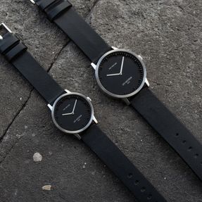 Leff Amsterdam Tube Watch T40 Brass/Black Case Black Leather Strap