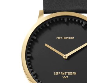 Leff Amsterdam Tube Watch T40 Brass/Black Case Black Leather Strap