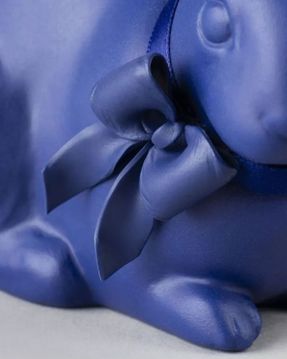 Lladro Attentive Bunny. Blue-Gold Sculpture