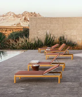 Unopiu Cora Sun Lounger In Teak And Textilene