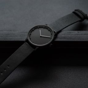 Leff Amsterdam Tube Watch T32 Black / Black Leather Strap