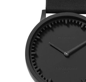 Leff Amsterdam Tube Watch T32 Black / Black Leather Strap