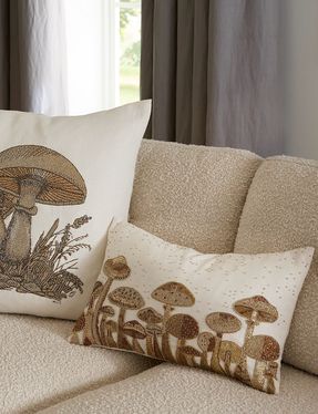 Jonathan Adler Botanist Mushroom Field Beaded Pillow