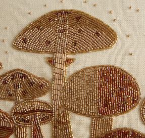 Jonathan Adler Botanist Mushroom Field Beaded Pillow