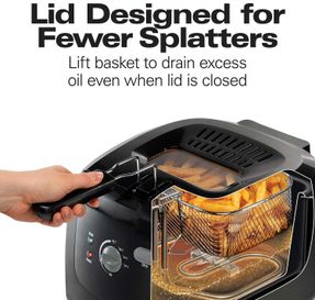 Hamilton Beach Cool-Touch Deep Fryer, 2 Liters/8 Cup Oil Capacity with Basket Hooks