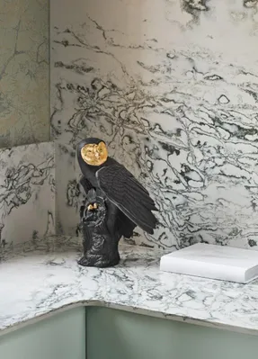 Lladro Owl Sculpture. Black-gold. Limited Edition