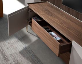 Angel Cerda TV Stand Beige Wood - Golden Polished Steel And Walnut Top