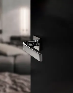 Groel Slim Door Handle Set On Squared Rose