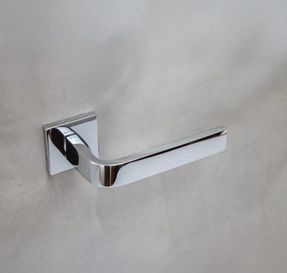 Groel Slim Door Handle Set On Squared Rose