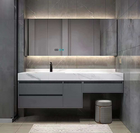 Fontana Showers Fontana Custom Sintered Stone Slate Bathroom Vanity Cabinet