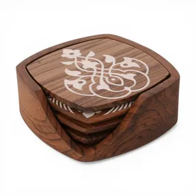 Alankaram Kizak - Teak Square Shaped Tea Coaster