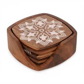 Alankaram Kizak - Teak Square Shaped Tea Coaster