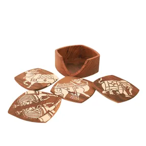 Alankaram Kizak - Teak Square Shaped Tea Coaster