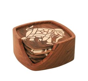 Alankaram Kizak - Teak Square Shaped Tea Coaster
