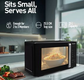 Panasonic 25L Solo Microwave Oven (NN-ST310QBFG, Black, 85 Auto Cook Menus)