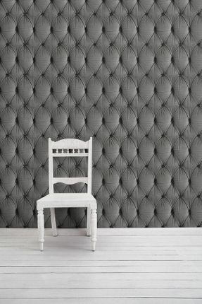 Mineheart Grey Chesterfield Button Back Wallpaper