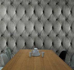 Mineheart Grey Chesterfield Button Back Wallpaper