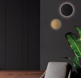 Rossinigroup Solaris – Black LED Wall Lamp/Smoked Balloton Glass