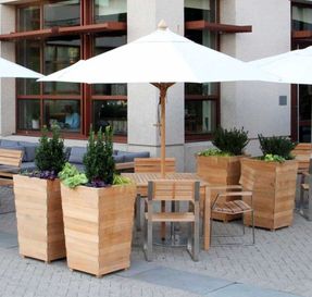 Country Casual Teak Studio Tall Square Planter W/ Commercial-Grade Liner