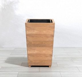 Country Casual Teak Studio Tall Square Planter W/ Commercial-Grade Liner