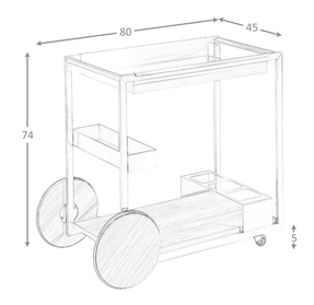 Angel Cerda Minibar Trolley In Polished Steel And Walnut Wood