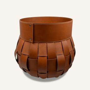 Limacdesign Storage Basket In Woven Leather Treccio Habita