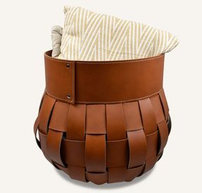 Limacdesign Storage Basket In Woven Leather Treccio Habita