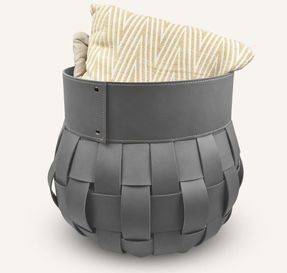 Limacdesign Storage Basket In Woven Leather Treccio Habita