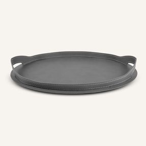 Limacdesign Leather And Steel Oval Tray Tabla