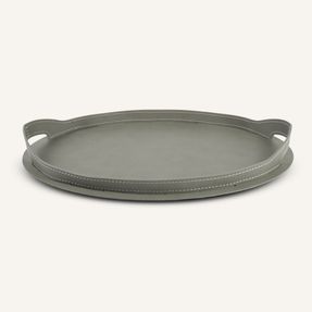 Limacdesign Leather And Steel Oval Tray Tabla