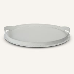 Limacdesign Leather And Steel Oval Tray Tabla