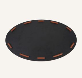 Limacdesign Leather And Steel Oval Tray Tabla