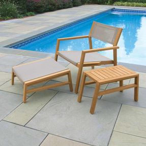 Country Casual Teak Summit Teak Sling Stacking Ottoman