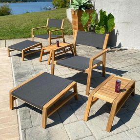 Country Casual Teak Summit Teak Sling Stacking Ottoman