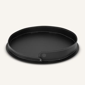 Limacdesign Round Steel And Leather Tray Pleto