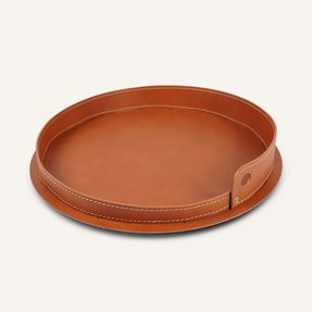 Limacdesign Round Steel And Leather Tray Pleto