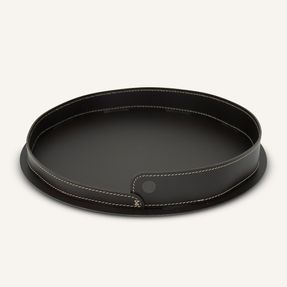 Limacdesign Round Steel And Leather Tray Pleto