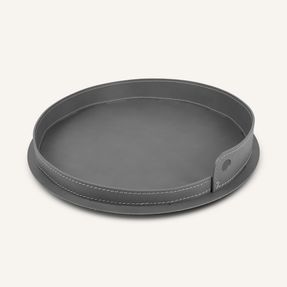Limacdesign Round Steel And Leather Tray Pleto
