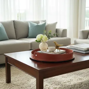 Limacdesign Round Steel And Leather Tray Pleto