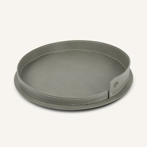 Limacdesign Round Steel And Leather Tray Pleto