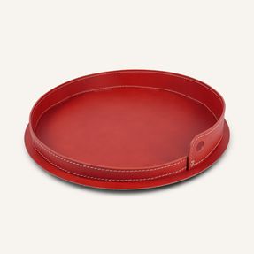 Limacdesign Round Steel And Leather Tray Pleto