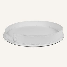 Limacdesign Round Steel And Leather Tray Pleto
