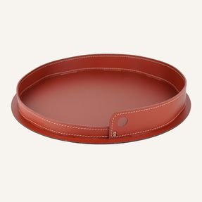 Limacdesign Round Steel And Leather Tray Pleto
