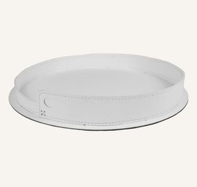 Limacdesign Round Steel And Leather Tray Pleto